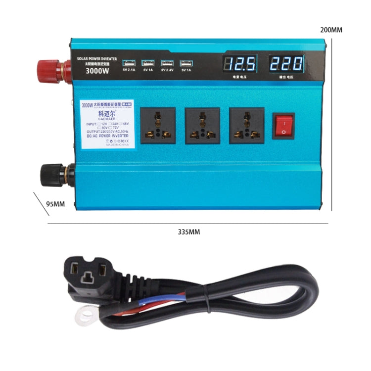 Carmaer 60V to 220V 3000W Intelligent Fan Car Double Digital Display Inverter Household Power Converter, 60V to 220V 3000W Carmaer 60V to 220V 3000W Intelligent Fan Car Double Digital Display Inverter Household Power Converter, 60V to 220V 3000W